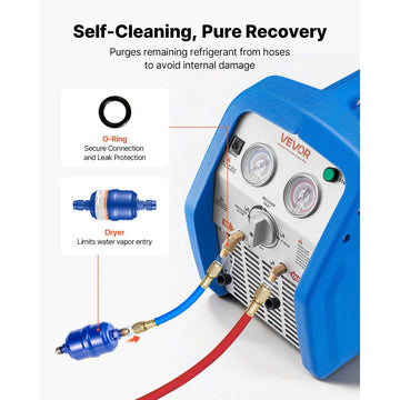 Vevor Refrigerant Recovery Machine Portable 1 HP Dual-Cylinder AC Recovery Unit New