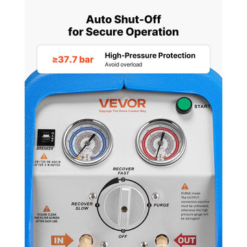 Vevor Refrigerant Recovery Machine Portable 1 HP Dual-Cylinder AC Recovery Unit New