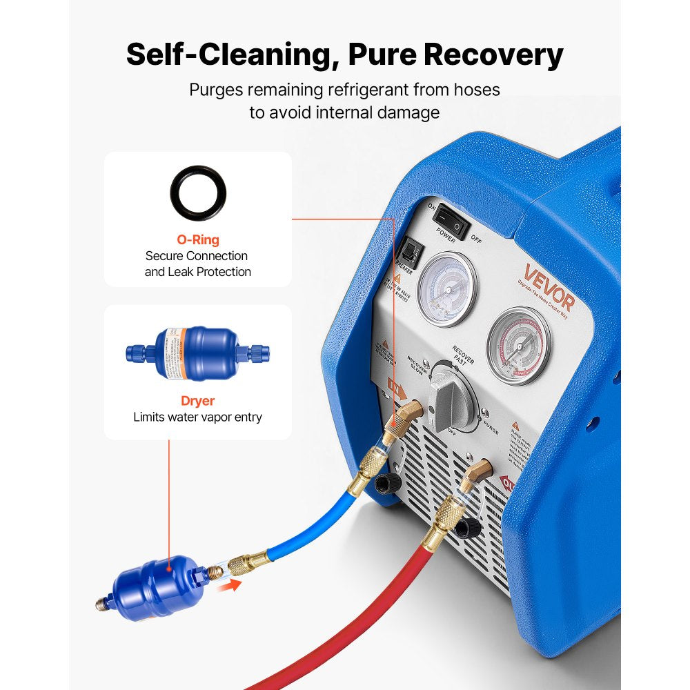 Vevor Refrigerant Recovery Machine Portable 3/4 HP 120V Single-Cylinder AC Unit New
