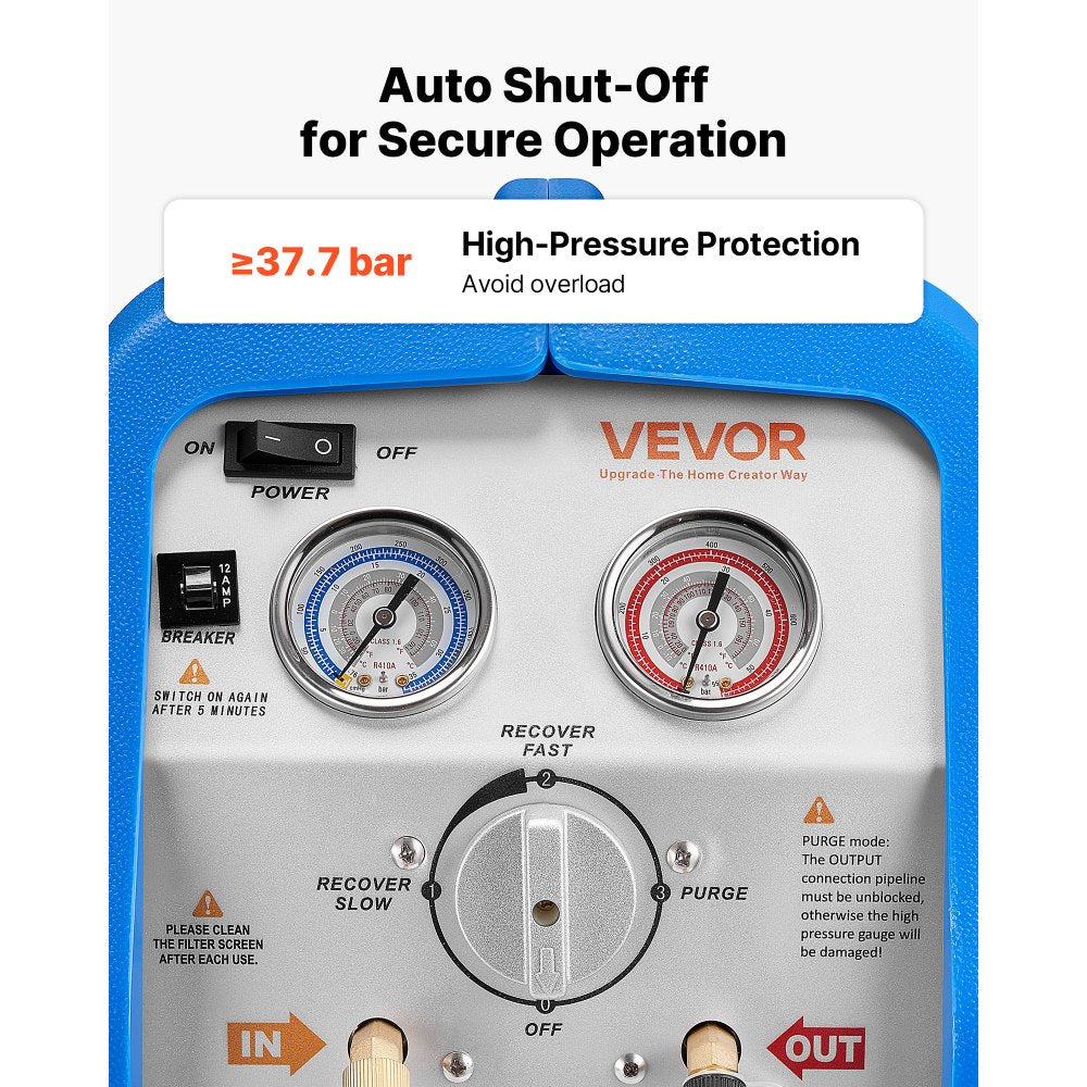 Vevor Refrigerant Recovery Machine Portable 3/4 HP 120V Single-Cylinder AC Unit New