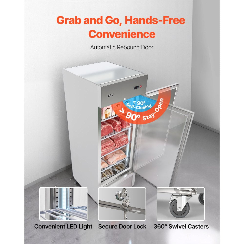 Vevor Upright Freezer Commercial Reach-In 29" 21.9 Cu. Ft. Stainless Steel Single Door New