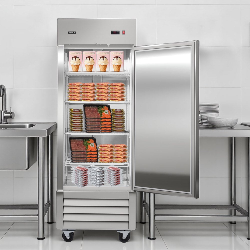 Vevor Upright Freezer Commercial Reach-In 29" 21.9 Cu. Ft. Stainless Steel Single Door New