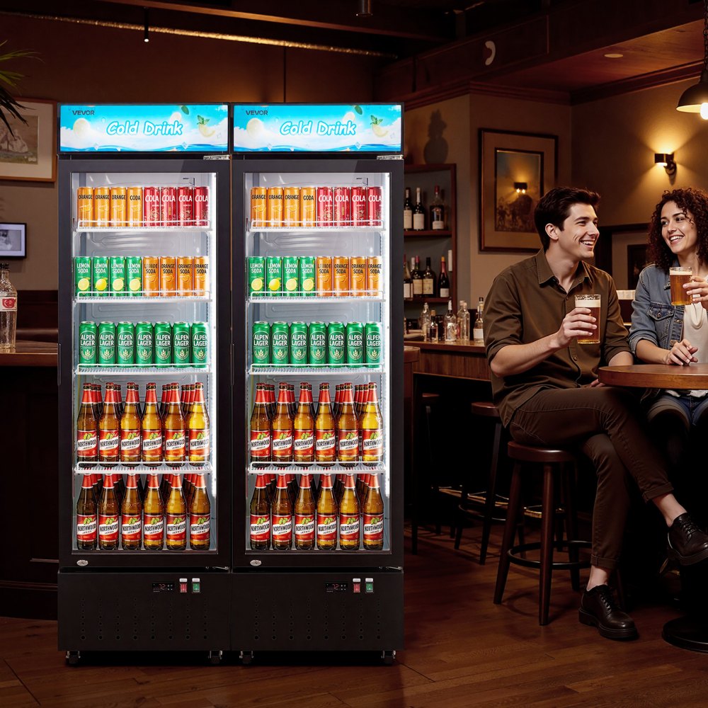 Vevor Merchandiser Refrigerator 12.7 Cu. Ft Glass Door Display Beverage Cooler New