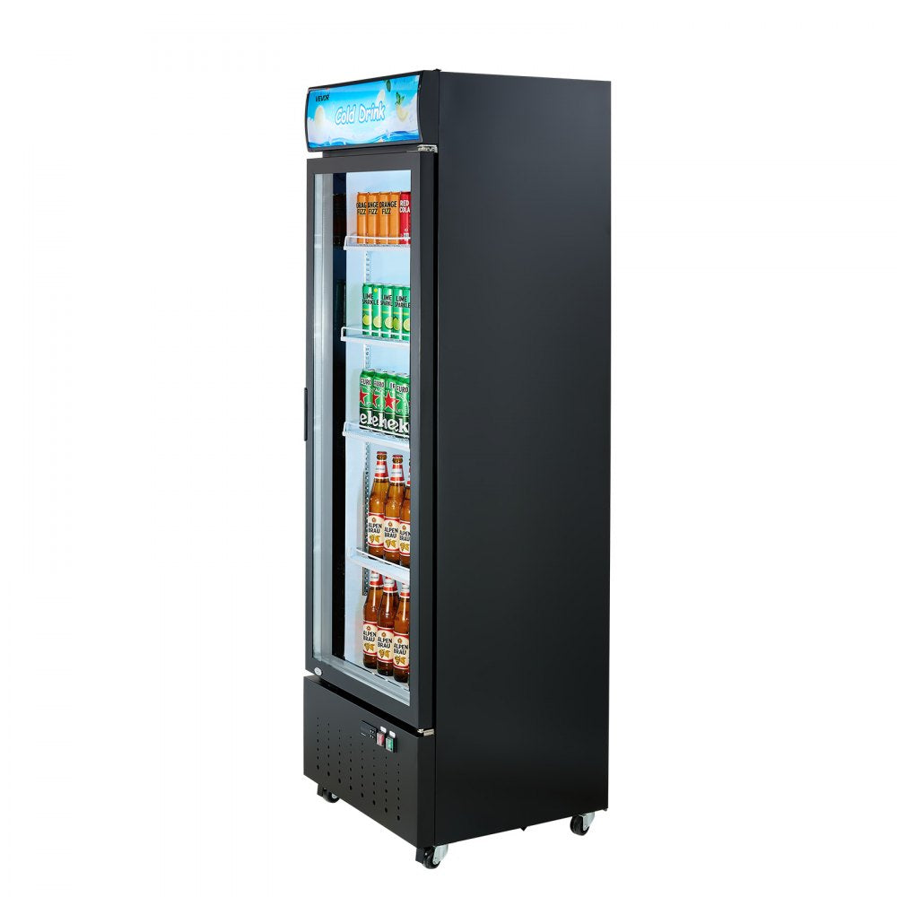 Vevor Merchandiser Refrigerator 12.7 Cu. Ft Glass Door Display Beverage Cooler New