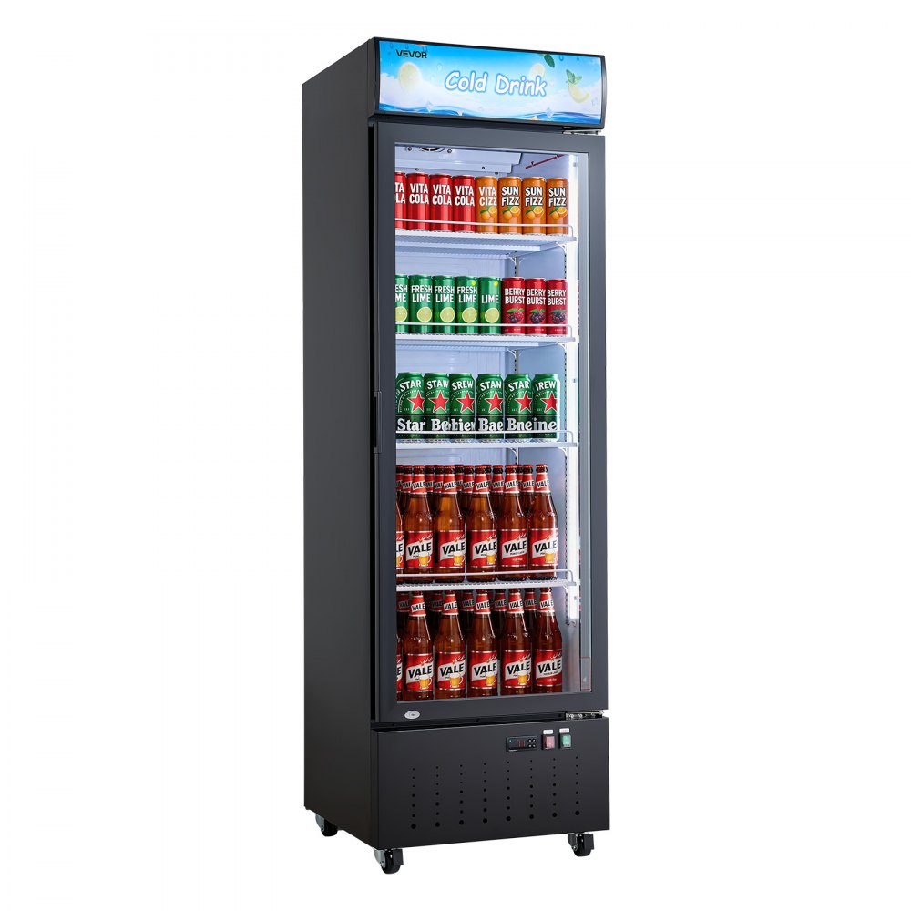 Vevor Merchandiser Refrigerator 12.7 Cu. Ft Glass Door Display Beverage Cooler New