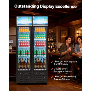 Vevor Beverage Refrigerator Commercial Merchandiser Glass Door Display Cooler 7.5 Cu. Ft. New