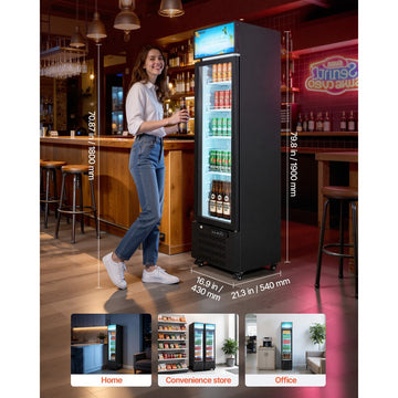 Vevor Beverage Refrigerator Commercial Merchandiser Glass Door Display Cooler 7.5 Cu. Ft. New