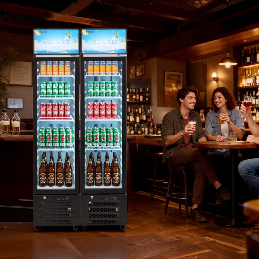 Vevor Beverage Refrigerator Commercial Merchandiser Glass Door Display Cooler 7.5 Cu. Ft. New
