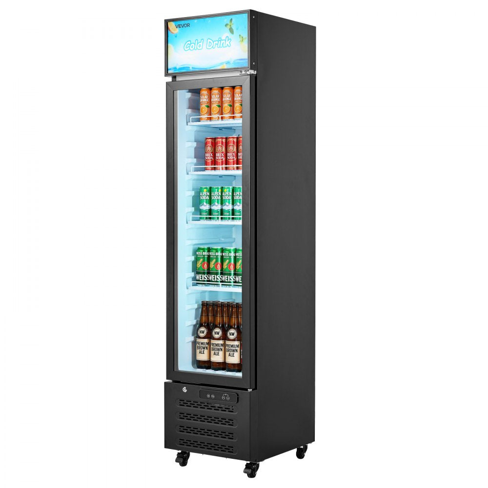 Vevor Beverage Refrigerator Commercial Merchandiser Glass Door Display Cooler 7.5 Cu. Ft. New