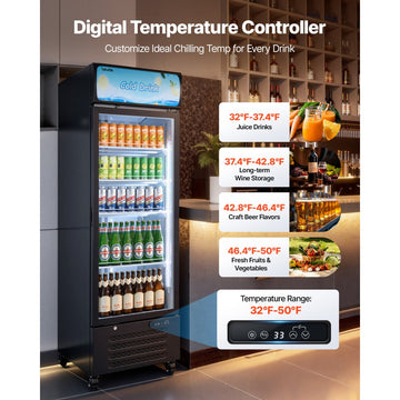 Vevor Commercial Merchandiser Refrigerator 15.9 Cu. Ft. Glass Door Beverage Cooler with Customizable Lightbox New