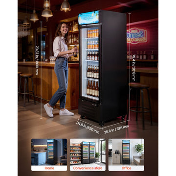 Vevor Commercial Merchandiser Refrigerator 15.9 Cu. Ft. Glass Door Beverage Cooler with Customizable Lightbox New