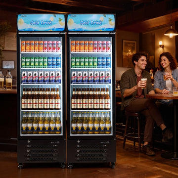 Vevor Commercial Merchandiser Refrigerator 15.9 Cu. Ft. Glass Door Beverage Cooler with Customizable Lightbox New