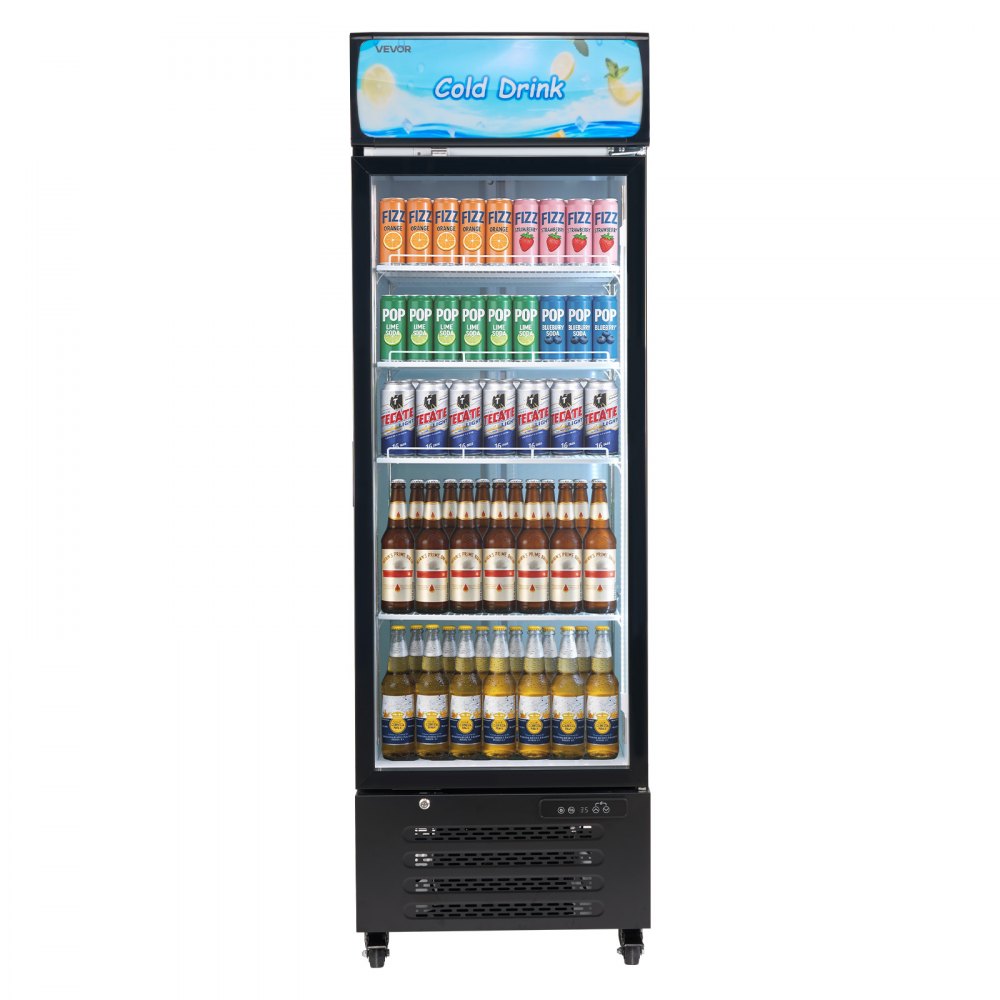 Vevor Commercial Merchandiser Refrigerator 15.9 Cu. Ft. Glass Door Beverage Cooler with Customizable Lightbox New