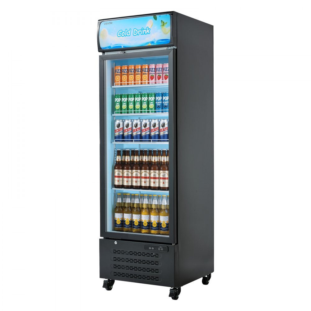 Vevor Commercial Merchandiser Refrigerator 15.9 Cu. Ft. Glass Door Beverage Cooler with Customizable Lightbox New