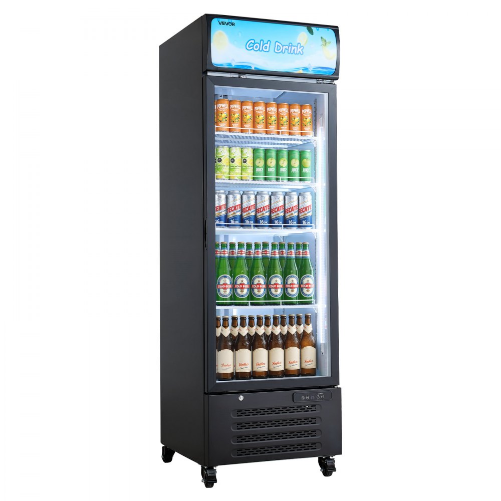 Vevor Commercial Merchandiser Refrigerator 15.9 Cu. Ft. Glass Door Beverage Cooler with Customizable Lightbox New