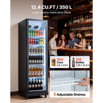 Vevor Beverage Refrigerator Commercial Merchandiser 12.4 Cu. Ft. Glass Door Display Cooler New
