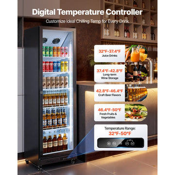 Vevor Beverage Refrigerator Commercial Merchandiser 12.4 Cu. Ft. Glass Door Display Cooler New