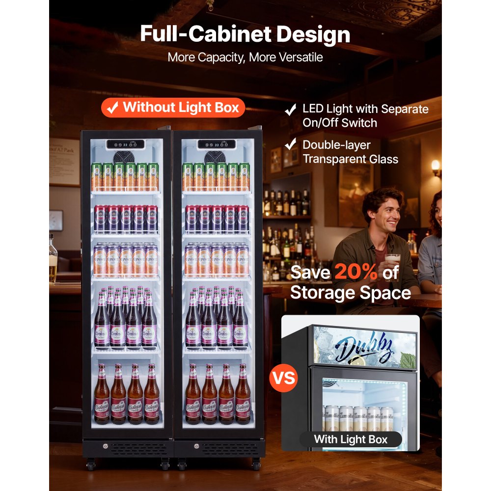 Vevor Merchandiser Refrigerator 6.9 Cu. Ft. Glass Door Display Beverage Cooler New