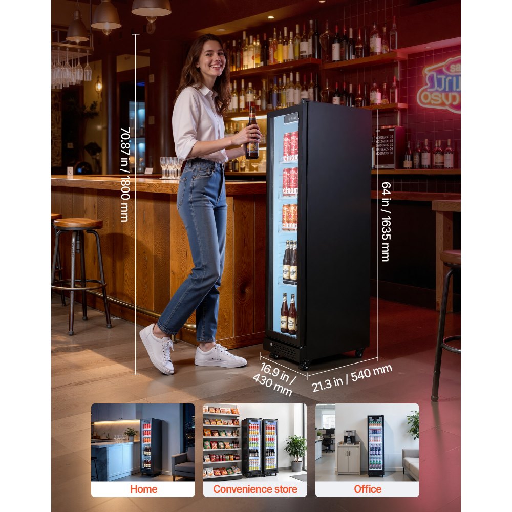 Vevor Merchandiser Refrigerator 6.9 Cu. Ft. Glass Door Display Beverage Cooler New
