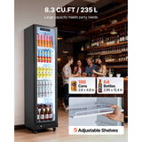 Vevor Merchandiser Refrigerator 8.3 Cu. Ft. Glass Door Beverage Cooler New