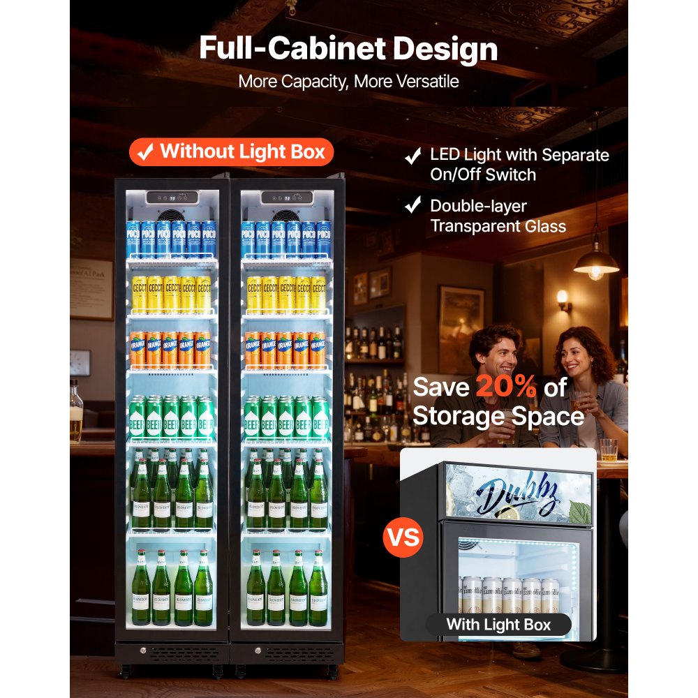 Vevor Merchandiser Refrigerator 8.3 Cu. Ft. Glass Door Beverage Cooler New