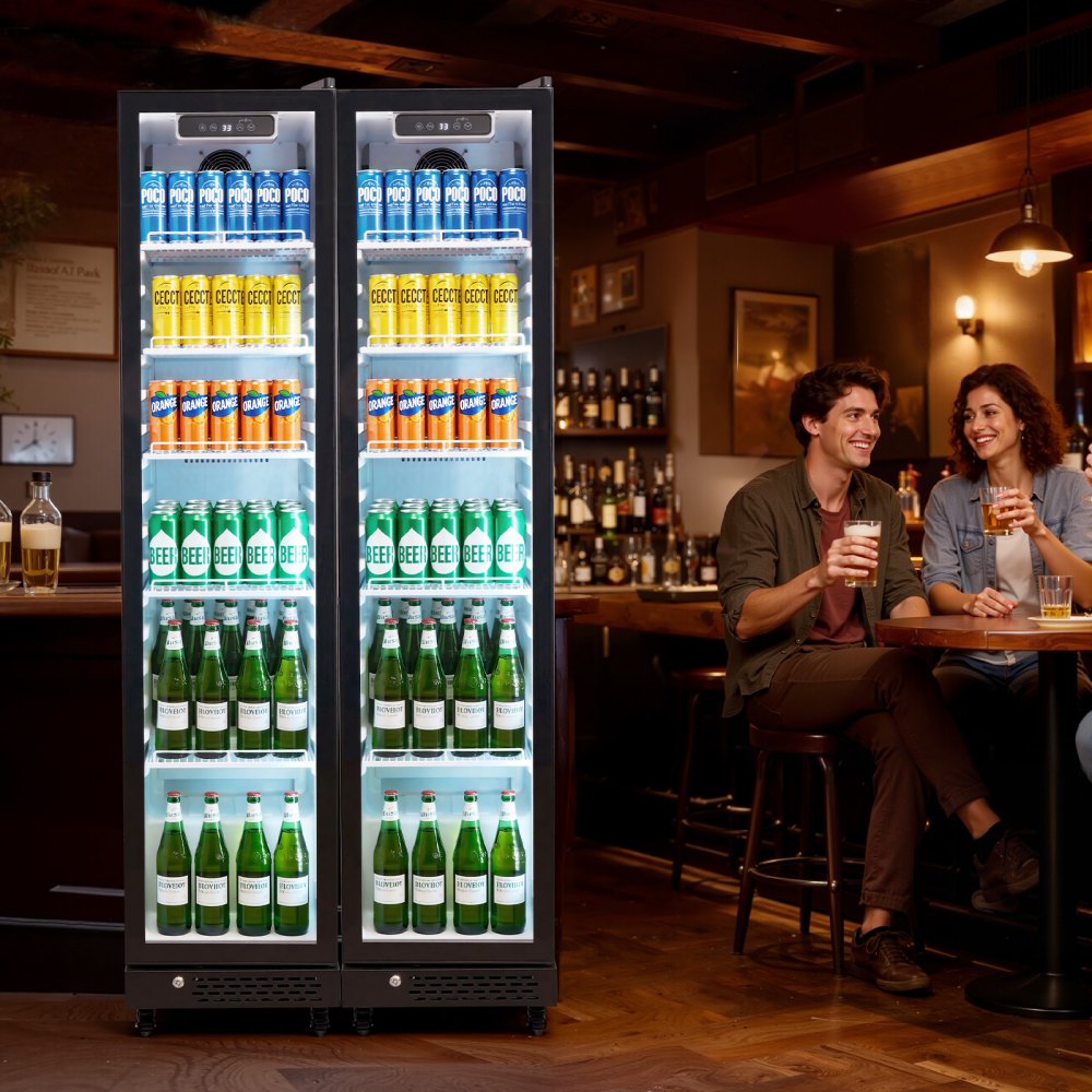 Vevor Merchandiser Refrigerator 8.3 Cu. Ft. Glass Door Beverage Cooler New