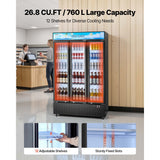 Vevor Merchandiser Refrigerator 26.8 Cu. Ft. 3-Door Upright Beverage Cooler Display Refrigerator New