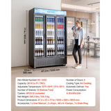 Vevor Merchandiser Refrigerator 26.8 Cu. Ft. 3-Door Upright Beverage Cooler Display Refrigerator New