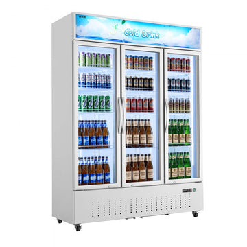 Vevor Commercial Merchandiser Refrigerator 36.4 Cu. Ft. 3-Door Upright Beverage Cooler with Lightbox and LED Lighting New