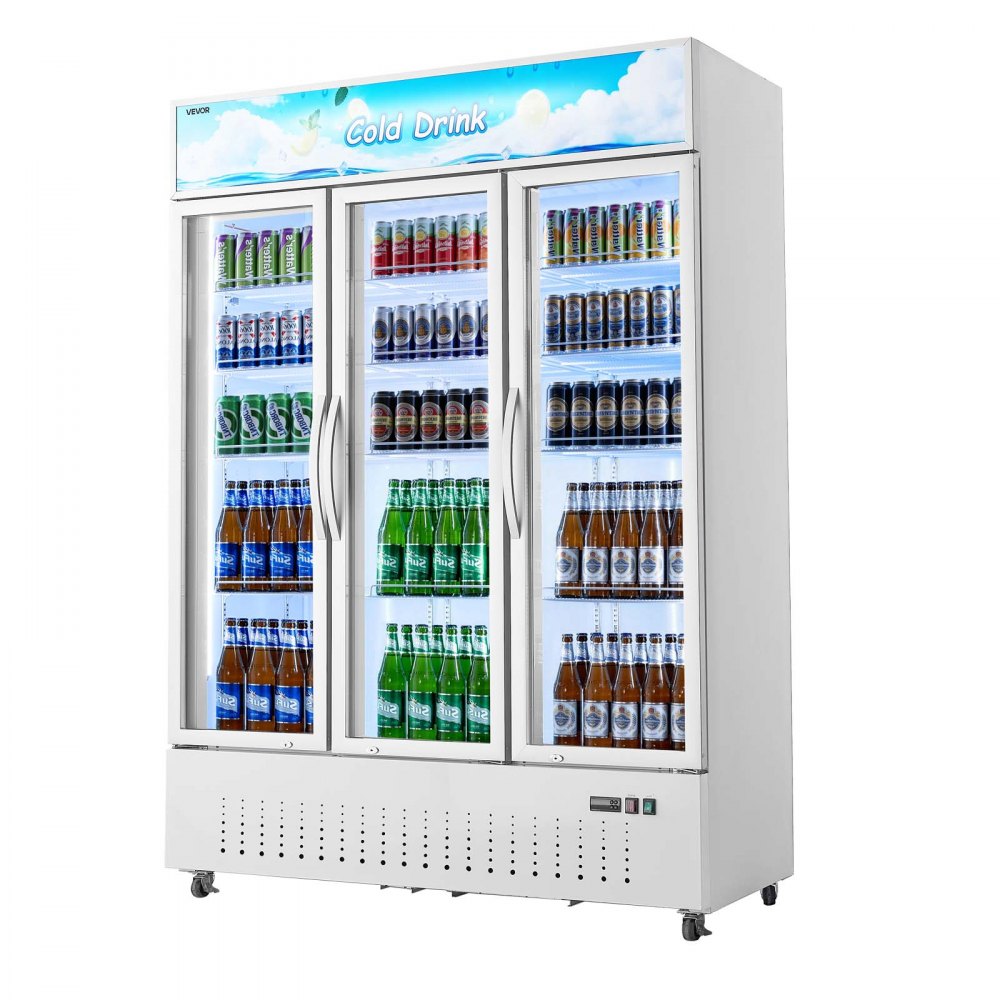 Vevor Commercial Merchandiser Refrigerator 36.4 Cu. Ft. 3-Door Upright Beverage Cooler with Lightbox and LED Lighting New