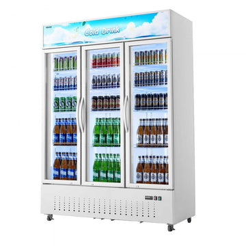 Vevor Commercial Merchandiser Refrigerator 36.4 Cu. Ft. 3-Door Upright Beverage Cooler with Lightbox and LED Lighting New