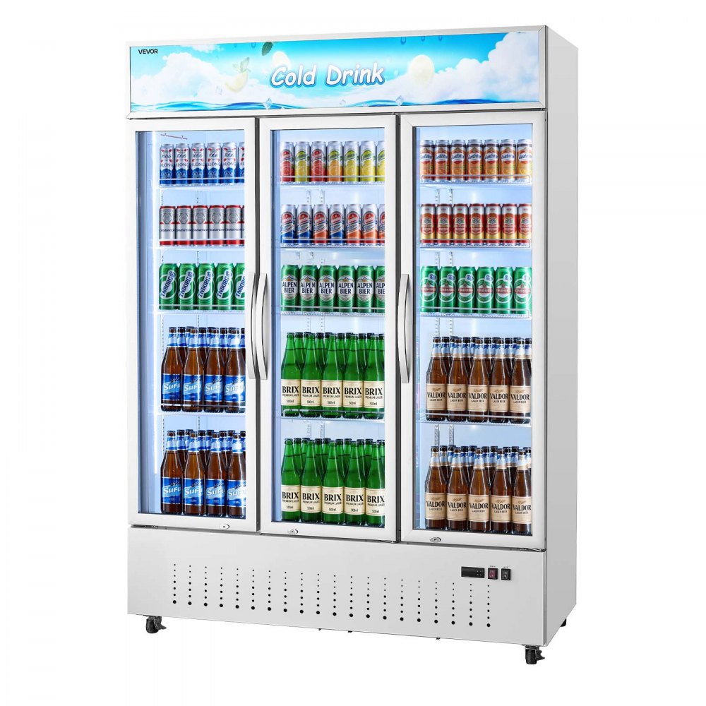 Vevor Commercial Merchandiser Refrigerator 36.4 Cu. Ft. 3-Door Upright Beverage Cooler with Lightbox and LED Lighting New