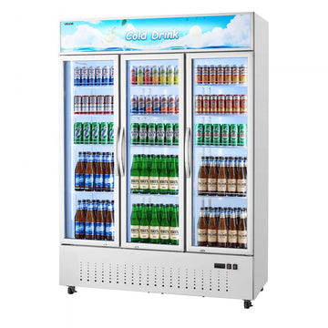 Vevor Commercial Merchandiser Refrigerator 36.4 Cu. Ft. 3-Door Upright Beverage Cooler with Lightbox and LED Lighting New