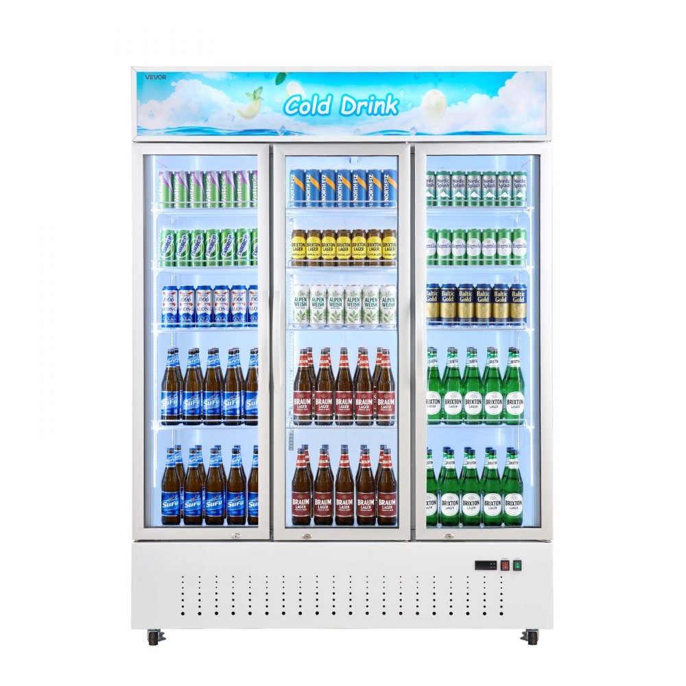Vevor Commercial Merchandiser Refrigerator 36.4 Cu. Ft. 3-Door Upright Beverage Cooler with Lightbox and LED Lighting New