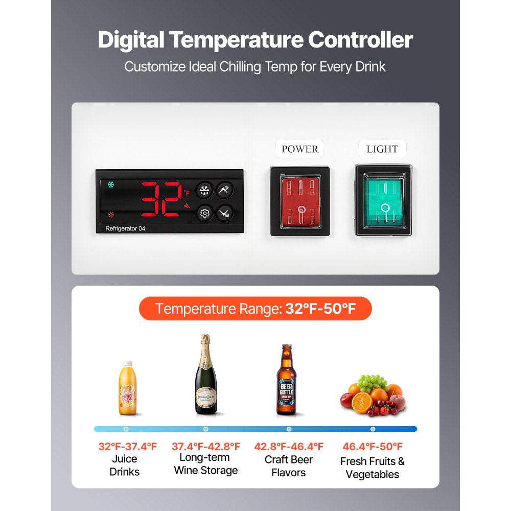 Vevor Merchandiser Refrigerator 35.3 Cu. Ft. Upright Beverage Cooler with 2 Glass Doors and Customizable Lightbox New