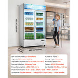 Vevor Merchandiser Refrigerator 35.3 Cu. Ft. Upright Beverage Cooler with 2 Glass Doors and Customizable Lightbox New