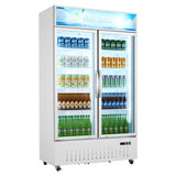 Vevor Merchandiser Refrigerator 35.3 Cu. Ft. Upright Beverage Cooler with 2 Glass Doors and Customizable Lightbox New