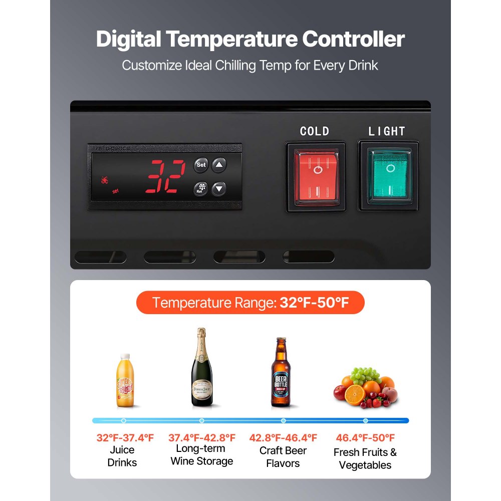 Vevor Merchandiser Refrigerator 54.3 Cu. Ft. 3-Door Upright Beverage Cooler with Customizable Lightbox New