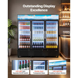 Vevor Merchandiser Refrigerator 54.3 Cu. Ft. 3-Door Upright Beverage Cooler with Customizable Lightbox New