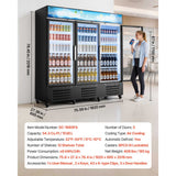 Vevor Merchandiser Refrigerator 54.3 Cu. Ft. 3-Door Upright Beverage Cooler with Customizable Lightbox New