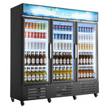 Vevor Merchandiser Refrigerator 54.3 Cu. Ft. 3-Door Upright Beverage Cooler with Customizable Lightbox New