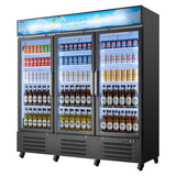 Vevor Merchandiser Refrigerator 54.3 Cu. Ft. 3-Door Upright Beverage Cooler with Customizable Lightbox New