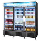 Vevor Merchandiser Refrigerator 54.3 Cu. Ft. 3-Door Upright Beverage Cooler with Customizable Lightbox New