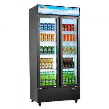 Vevor Commercial Merchandiser Refrigerator 20.8 cu. ft. 2-Door Upright Beverage Cooler with Customizable Lightbox New