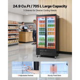 Vevor Beverage Refrigerator 24.9 Cu. Ft. 2-Door Commercial Merchandiser Cooler New