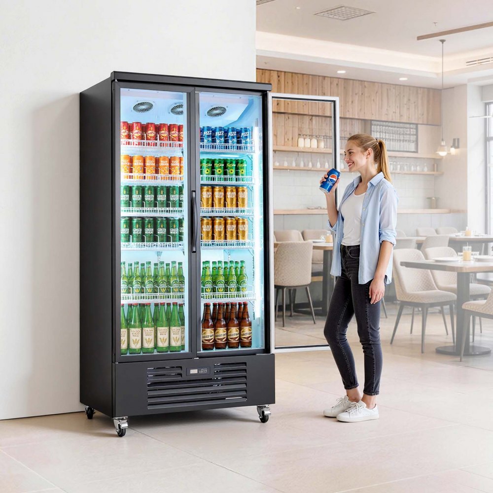 Vevor Beverage Refrigerator 24.9 Cu. Ft. 2-Door Commercial Merchandiser Cooler New