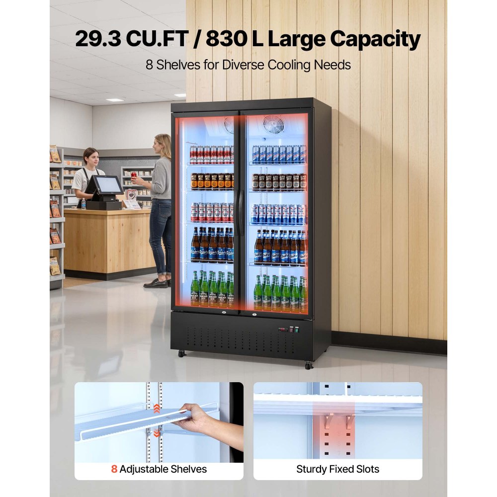 Vevor Beverage Refrigerator 29.3 Cu.Ft 2-Door Commercial Merchandiser Cooler New