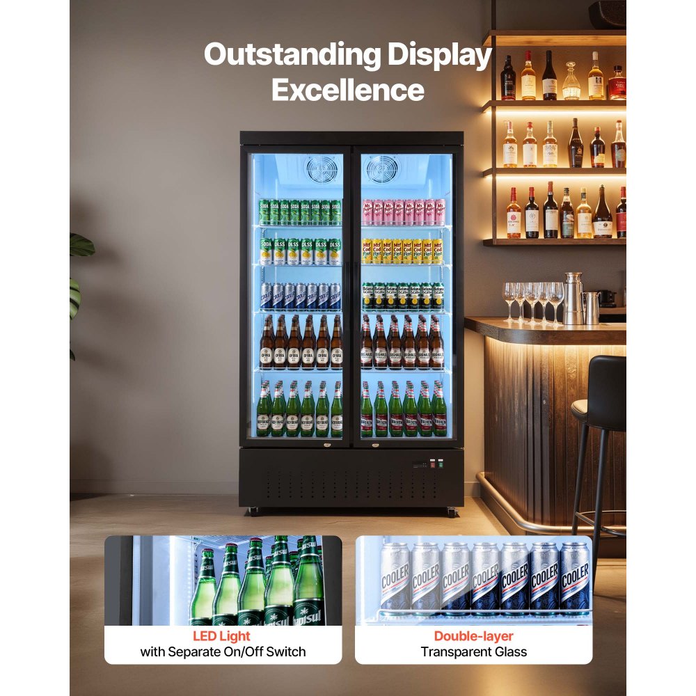Vevor Beverage Refrigerator 29.3 Cu.Ft 2-Door Commercial Merchandiser Cooler New