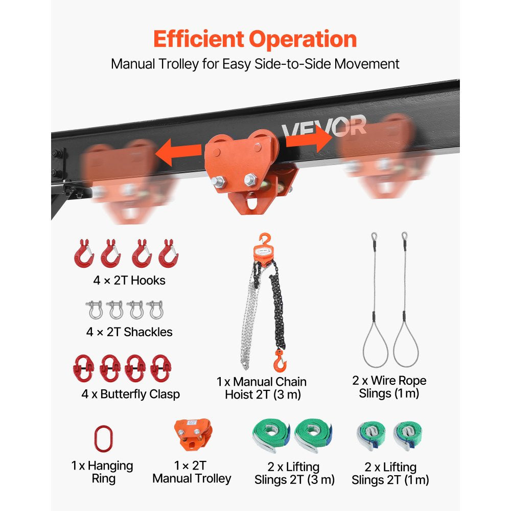 Vevor Gantry Crane Adjustable 4400 lbs Portable Shop Lift Hoist New