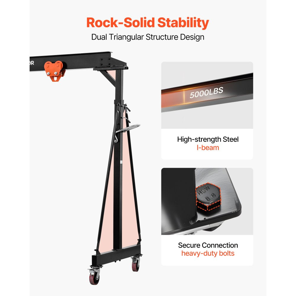 Vevor Gantry Crane Adjustable 5000 lbs Portable Shop Lift Hoist New